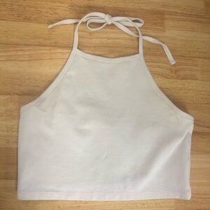 Sunday Best White Cropped‎ Tie Neck Halter Top